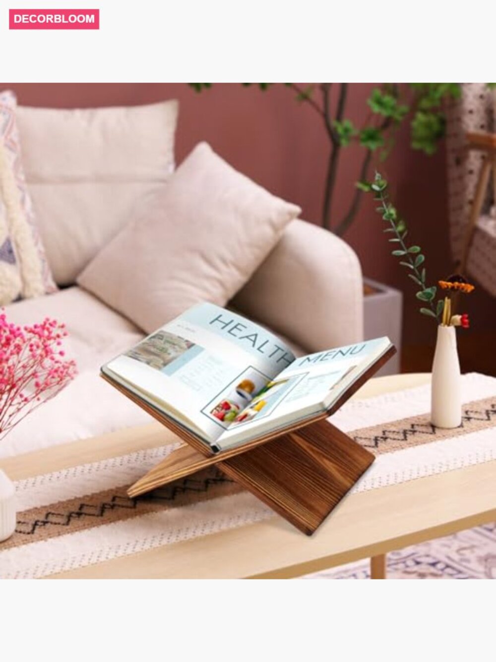 Bamboo Book Stand Holder for Display Reading Textbook - Picture 5 of 6